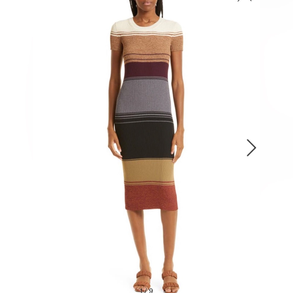 STAUD Colleen Colorblock Rib Sweater Dress Size Medium